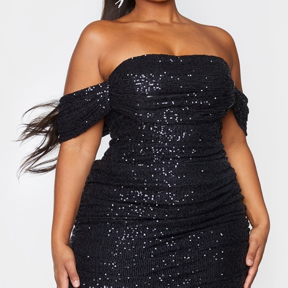 PLT Sequin Bardot Bodycon Dress - Picture 2 of 6